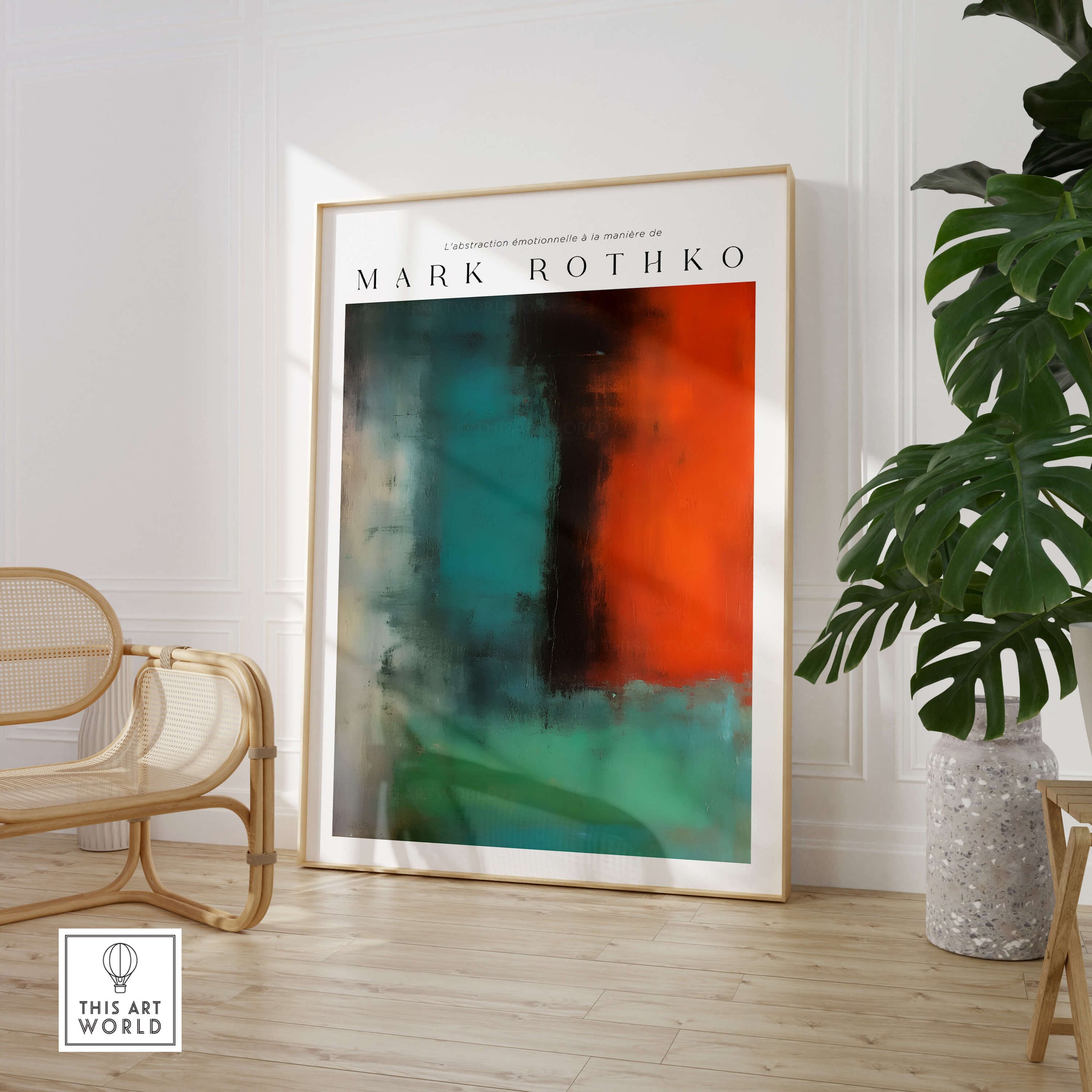 Mark Rothko Style Modern Canvas Abstraction Painting | Contemporary Wall Art in a stylish living room setting.