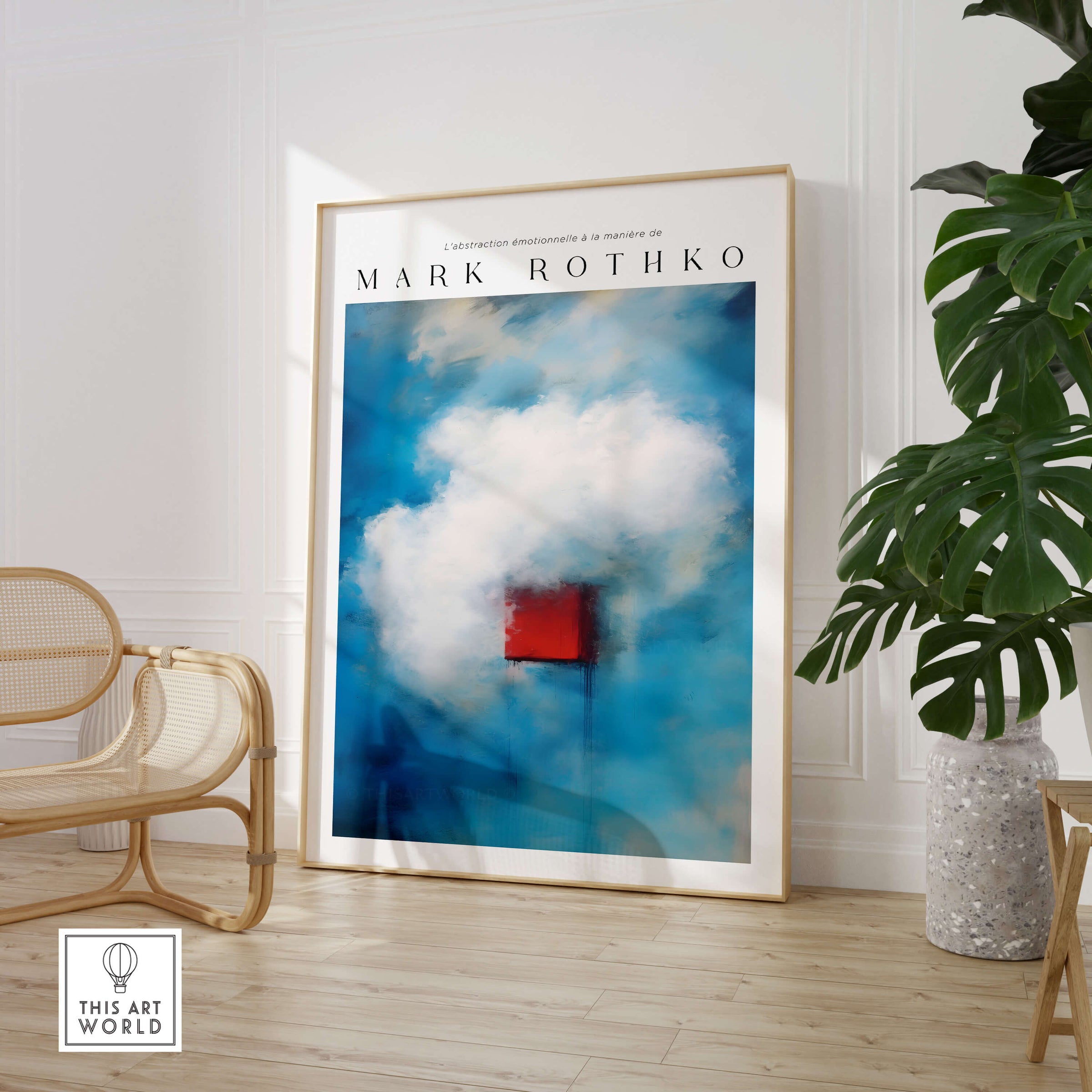 Rothko Style Minimalist Cloud Painting Print | Modern Abstract Wall Decor displayed in a contemporary setting.
