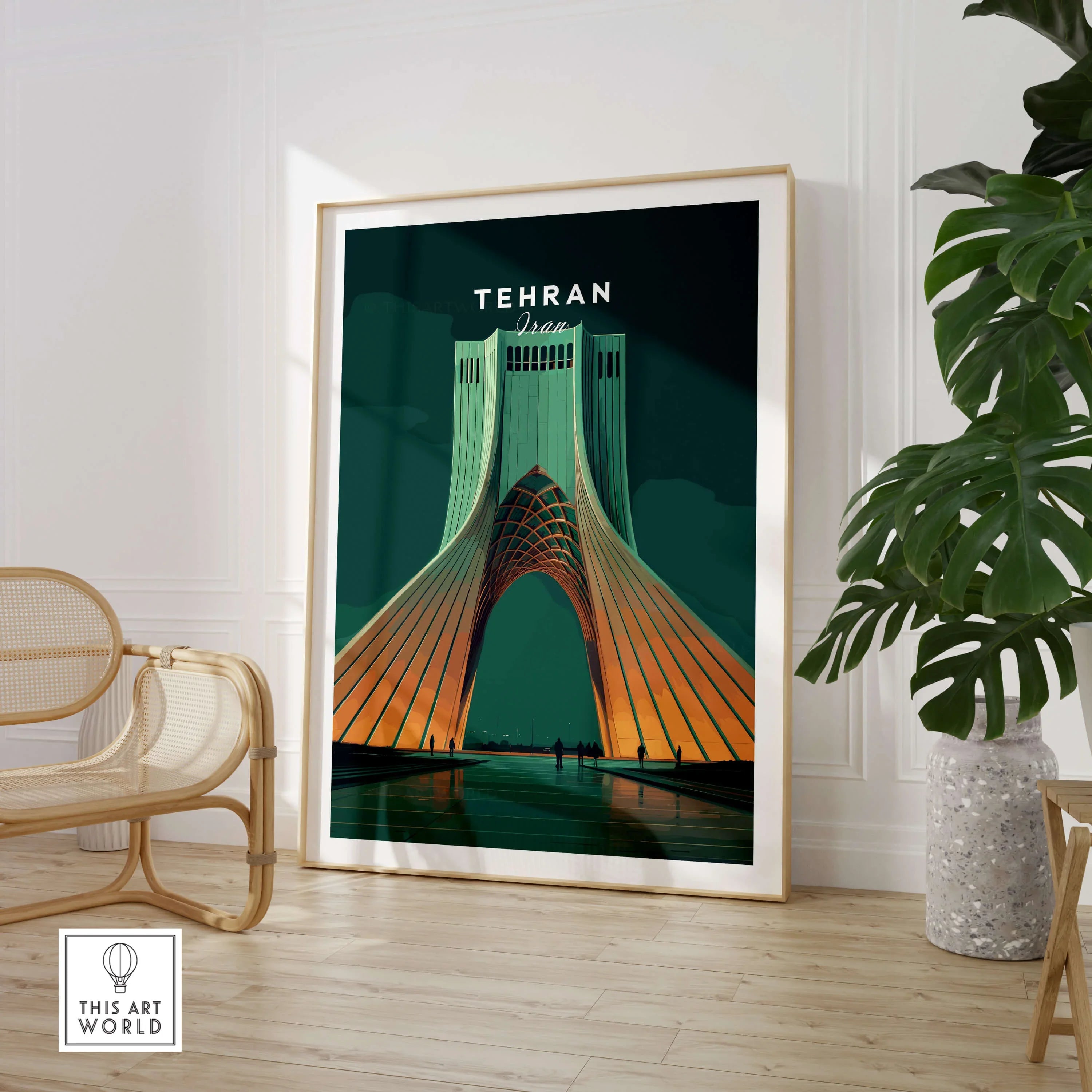 Tehran Iran Travel Poster | Azadi Tower Wall Art – This Art World