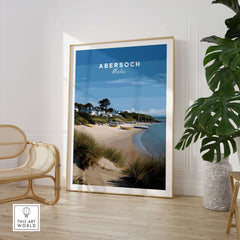 Abersoch Llyn Peninsula Boating Scene Canvas Print | Welsh Seaside Home Decor displayed in a stylish interior setting.