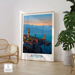 Antalya Turkey Art Print | Historic Coastal City Poster showcasing stunning sea views and historic architecture.