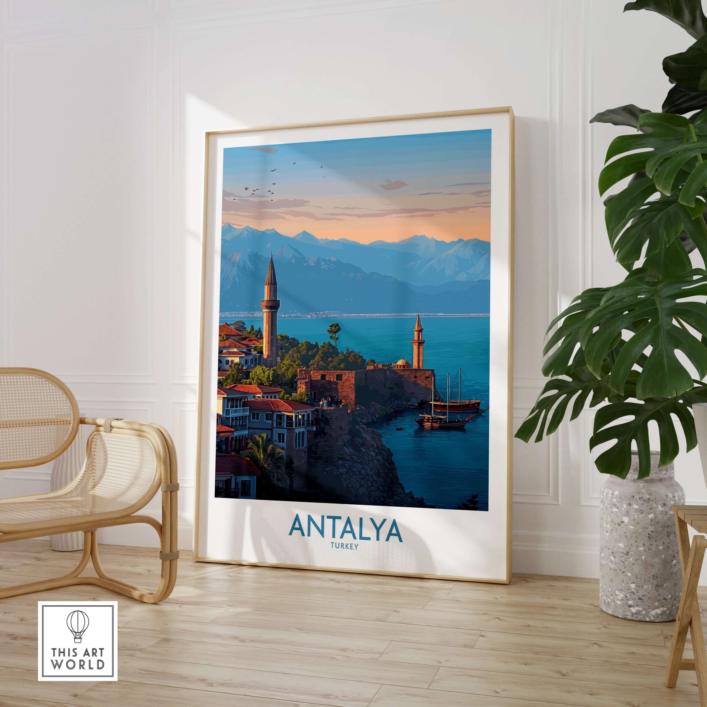 Antalya Turkey Art Print | Historic Coastal City Poster showcasing stunning sea views and historic architecture.