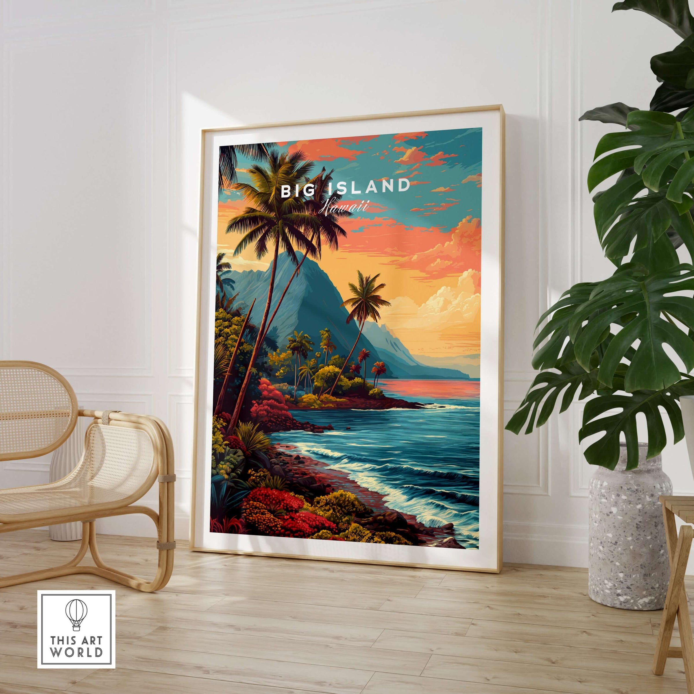 Big Island Hawaii Kona Coast Canvas Art Print | Vibrant Hawaiian Wall Art featuring a stunning tropical landscape.