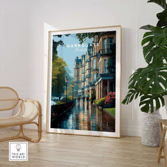 Harrogate Classic British Town Scene Print | English Architecture Wall Art displayed in a stylish interior setting.