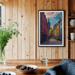 Aberdeen Scotland travel poster wall art, colorful city street print for home decor