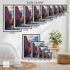 Aberdeen Scotland travel poster size guide, wall art print options for home decor