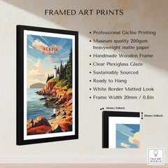 Acadia National Park Poster Print in a framed art print showcasing stunning landscapes and greenery.