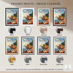 Framed prints of Acadia National Park Poster Print in various frame colors including black, white, natural, and brown.