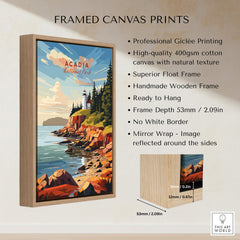 Acadia National Park Poster Print framed canvas showcasing stunning landscapes and natural beauty of the park.