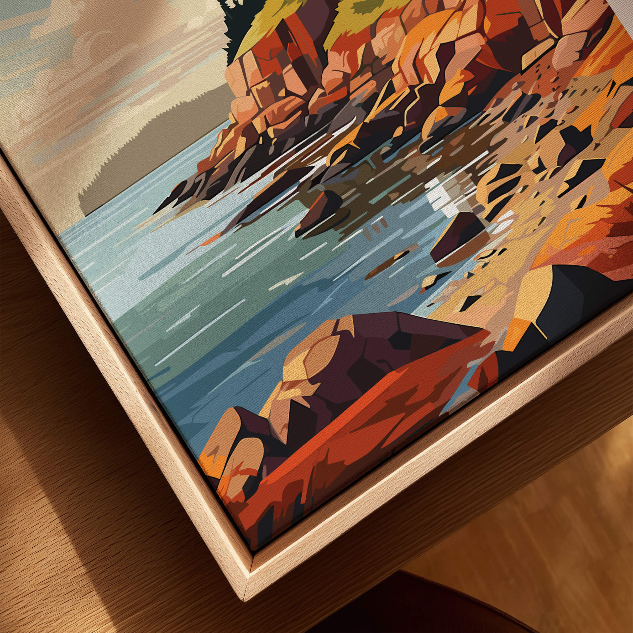 Acadia National Park Poster Print featuring vibrant coastal landscapes and rocky shorelines of Acadia National Park.