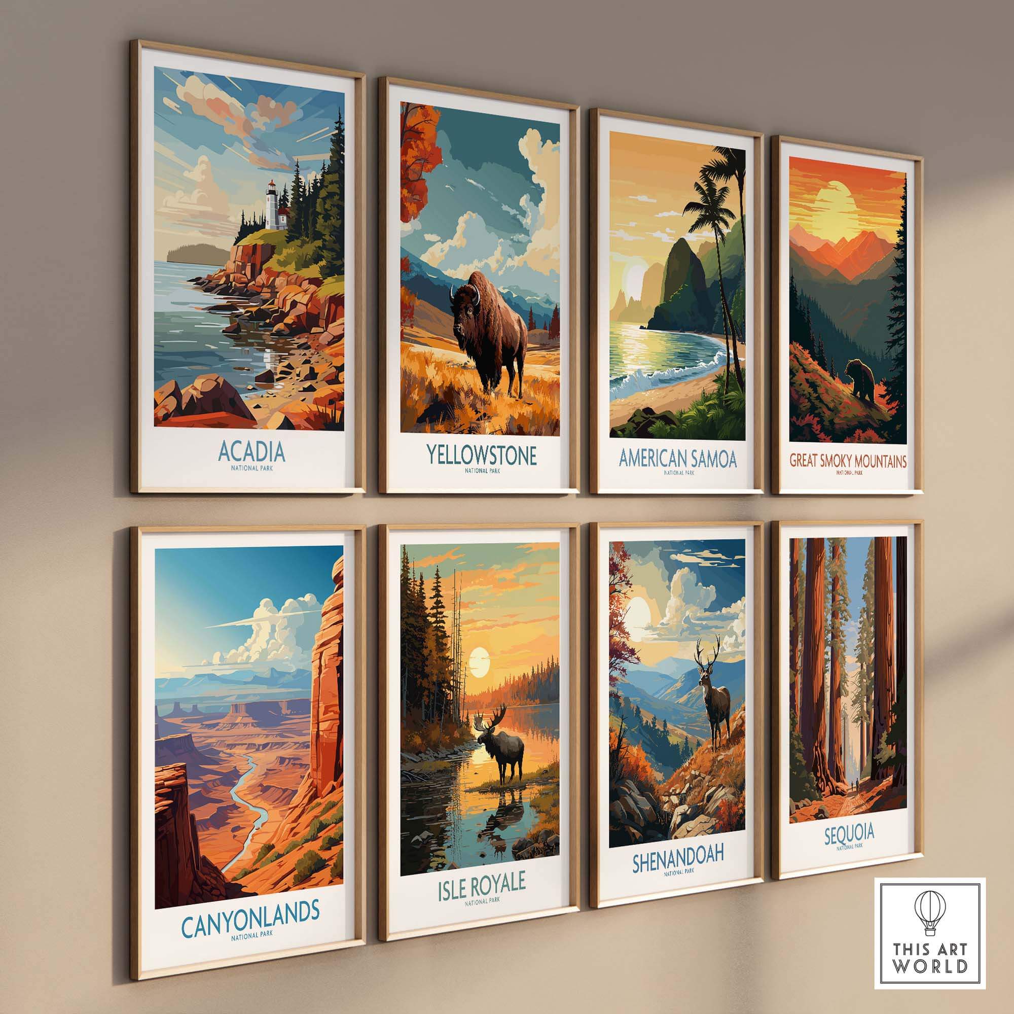 Acadia National Park Art Print featuring beautiful views of Acadia, Yellowstone, and other national parks on display.