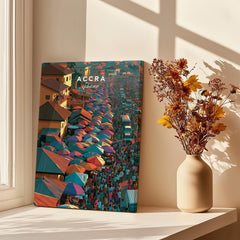 Accra Ghana canvas print in a window setting with shadows and flowers