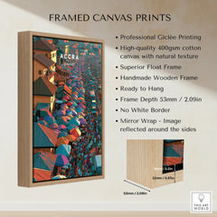 Accra Ghana framed canvas float frame details and quality