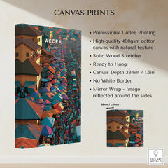 Accra Ghana stretched cotton canvas print details