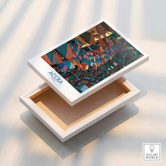 Stretched Accra Ghana canvas print floating detail with mirror edge