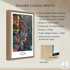 Accra Ghana framed canvas float frame details and quality