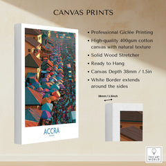 Accra Ghana stretched cotton canvas print details