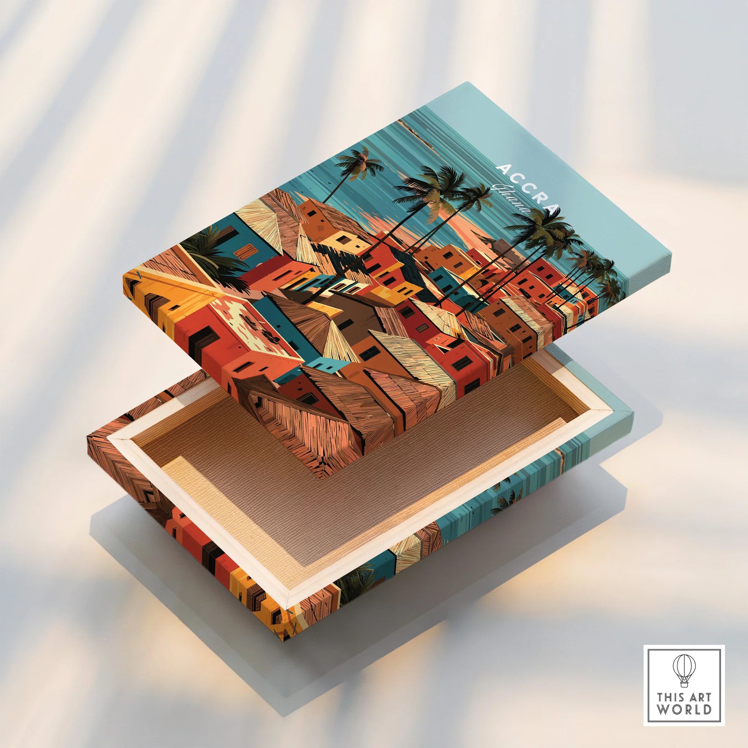 Accra Ghana coastal village stretched canvas floating detail with mirror edge