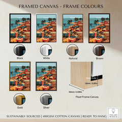 Accra Ghana coastal village framed canvas float frame colour options