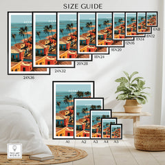 Accra Ghana coastal village wall art size guide by This Art World