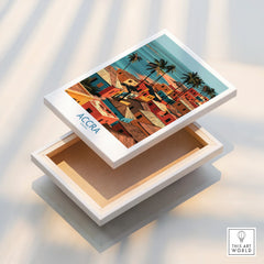 Accra Ghana Seaside Rooftops Wall Art — stretched canvas print floating detail mirror edge