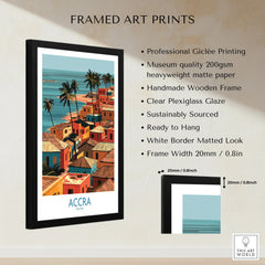 Accra Ghana Seaside Rooftops Wall Art — framed print details measurements quality details