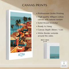Accra Ghana Seaside Rooftops Wall Art — canvas print stretched cotton canvas details