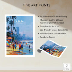 Accra Ghana Beach Promenade Travel Poster — fine art print unframed quality details