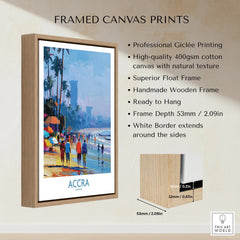 Accra Ghana Beach Walk Wall Art — framed canvas float frame details quality