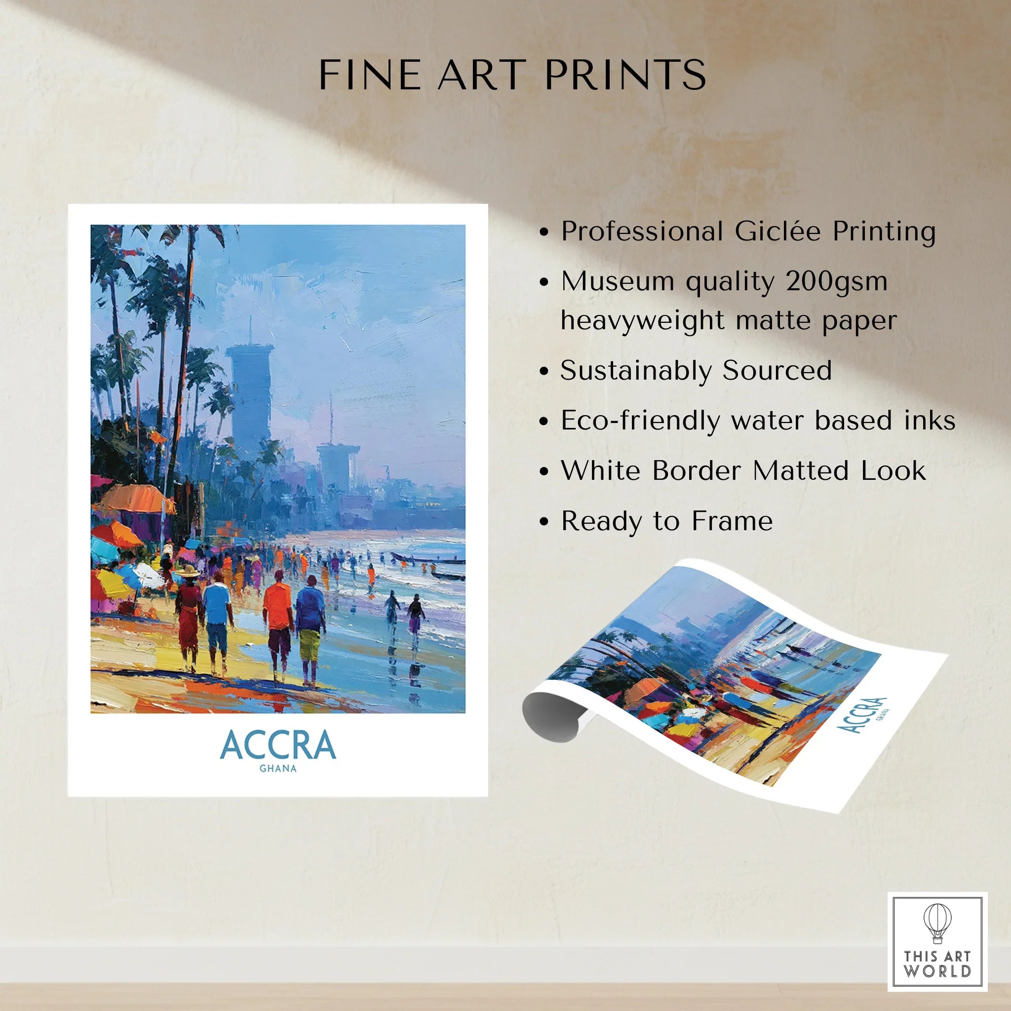 Accra Ghana Beach Walk Wall Art — fine art print unframed quality details