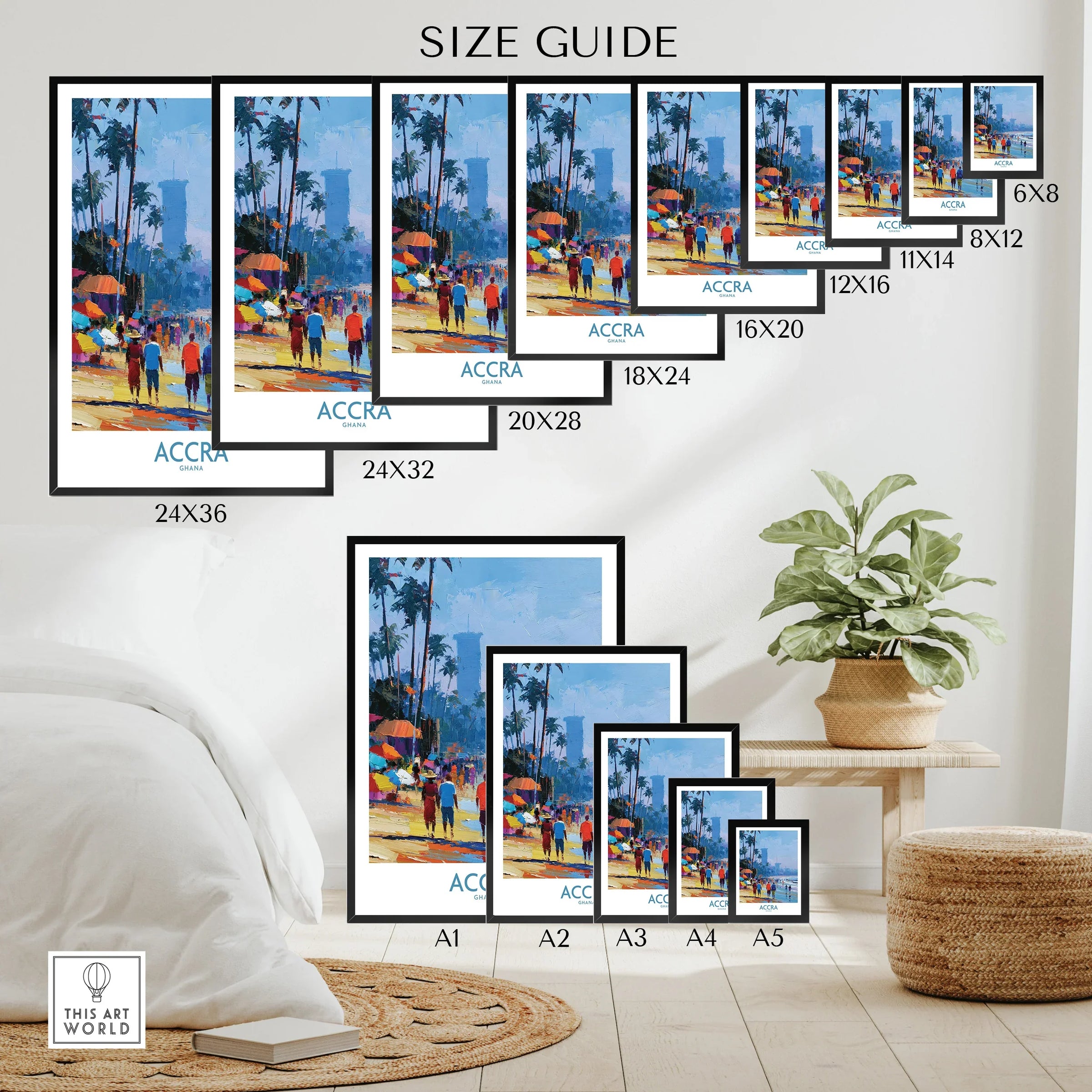 Accra Ghana Beach Walk Wall Art — wall art poster size guide thisartworld