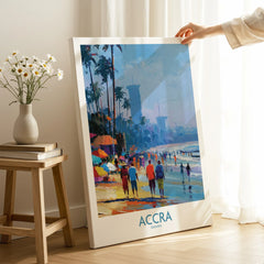 Accra Ghana Beach Walk Wall Art — canvas print mirror edge hand holding room setting