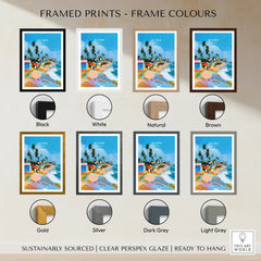Accra Ghana Beach Huts Travel Poster — framed print colour options