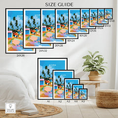 Accra Ghana Beach Huts Travel Poster — wall art poster size guide thisartworld