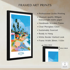 Accra Ghana Coastal Cabanas Wall Art — framed print details measurements quality details