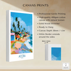 Accra Ghana Coastal Cabanas Wall Art — canvas print stretched cotton canvas details