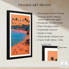 Accra Ghana Beach Sunset Travel Poster — framed print details measurements quality details