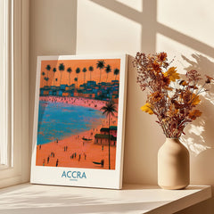 Accra Ghana Sunset Bay Wall Art — canvas print window setting with shadows flowers
