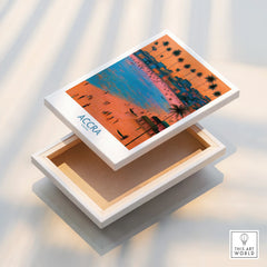 Accra Ghana Sunset Bay Wall Art — stretched canvas print floating detail mirror edge