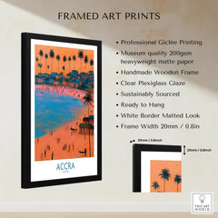Accra Ghana Sunset Bay Wall Art — framed print details measurements quality details