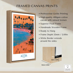 Accra Ghana Sunset Bay Wall Art — framed canvas float frame details quality