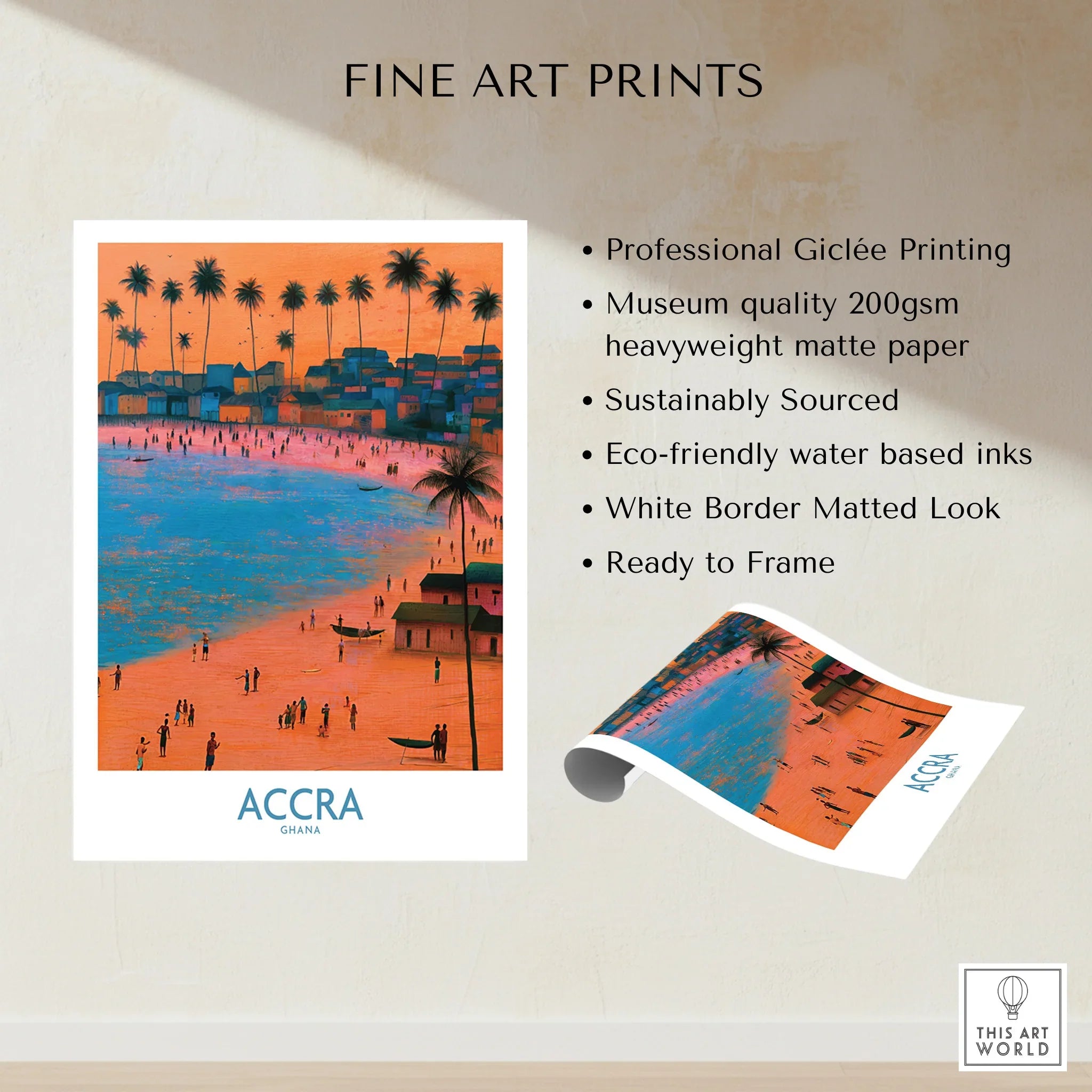 Accra Ghana Sunset Bay Wall Art — fine art print unframed quality details