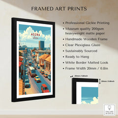 Accra Ghana City Avenue Travel Poster — framed print details measurements quality details