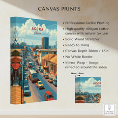 Accra Ghana City Avenue Travel Poster — canvas print stretched cotton canvas details