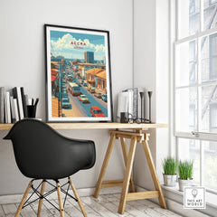 Accra Ghana City Avenue Travel Poster — framed poster black frame on office desk modern