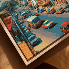 Accra Ghana City Avenue Travel Poster — closeup framed canvas natural wood floating frame