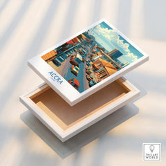 Accra Ghana Street Scene Wall Art — stretched canvas print floating detail mirror edge