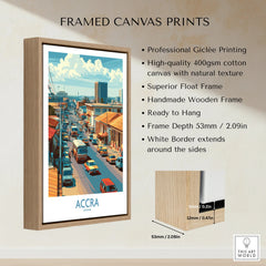 Accra Ghana Street Scene Wall Art — framed canvas float frame details quality