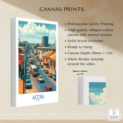 Accra Ghana Street Scene Wall Art — canvas print stretched cotton canvas details