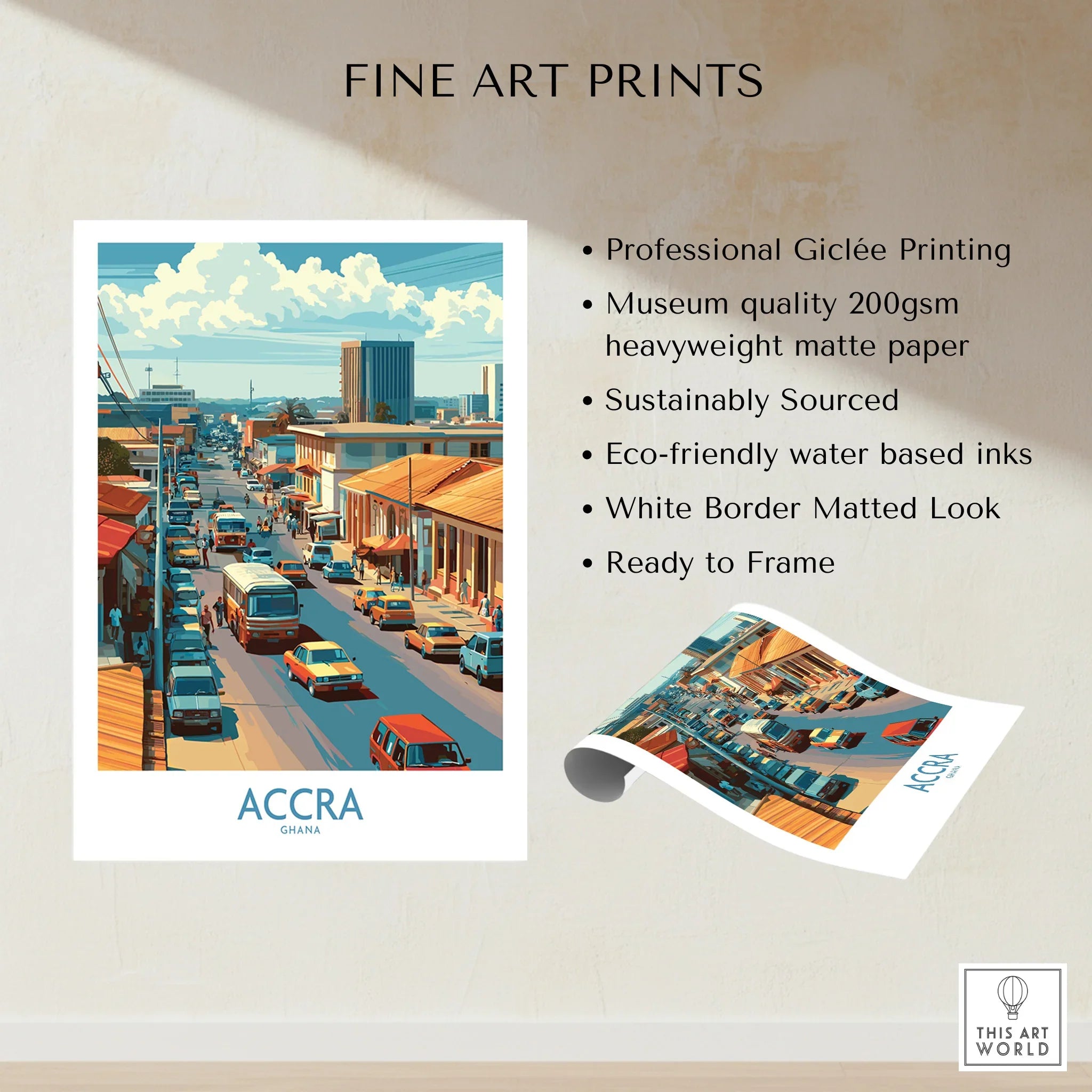 Accra Ghana Street Scene Wall Art — fine art print unframed quality details